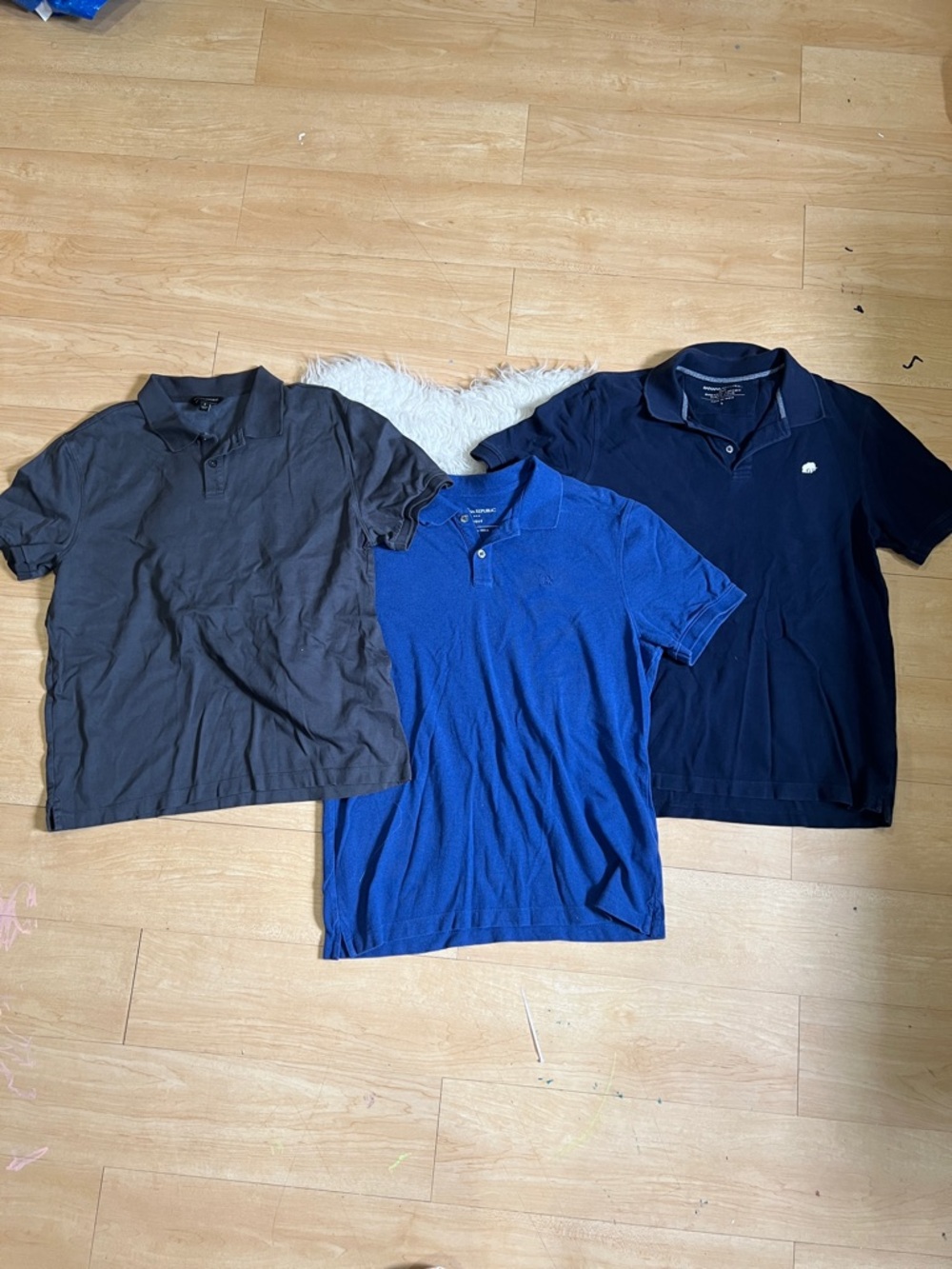 Banana Republic Polo Shirt Trio - Navy, Royal Blue, Charcoal bundle lot men L